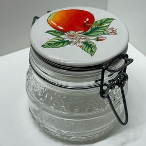 Vintage Cove clear 1/2 L bale wire canning jar with painted ceramic lid